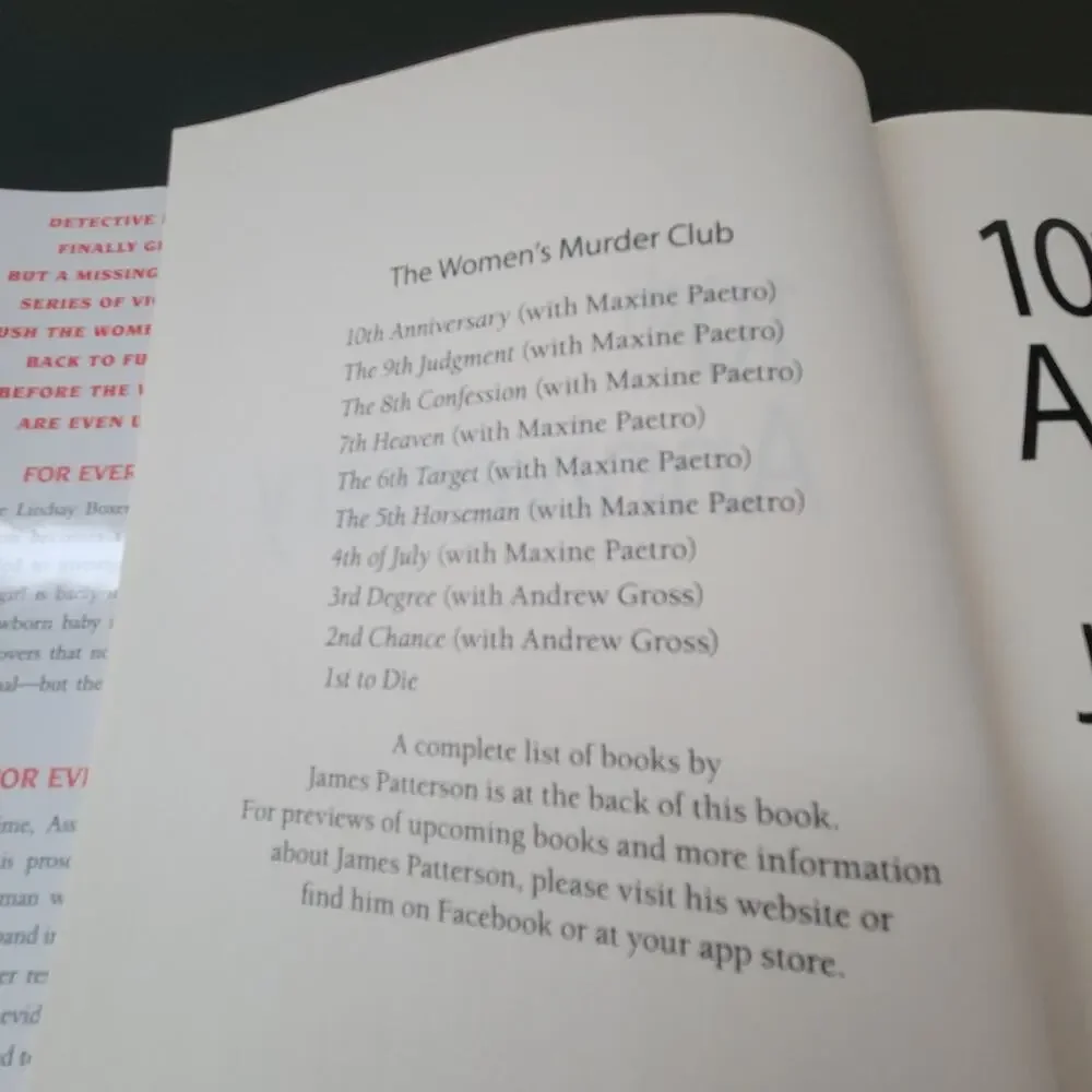Book James Patterson and‎ Maxine Paetro 10th Anniversary Hard Back